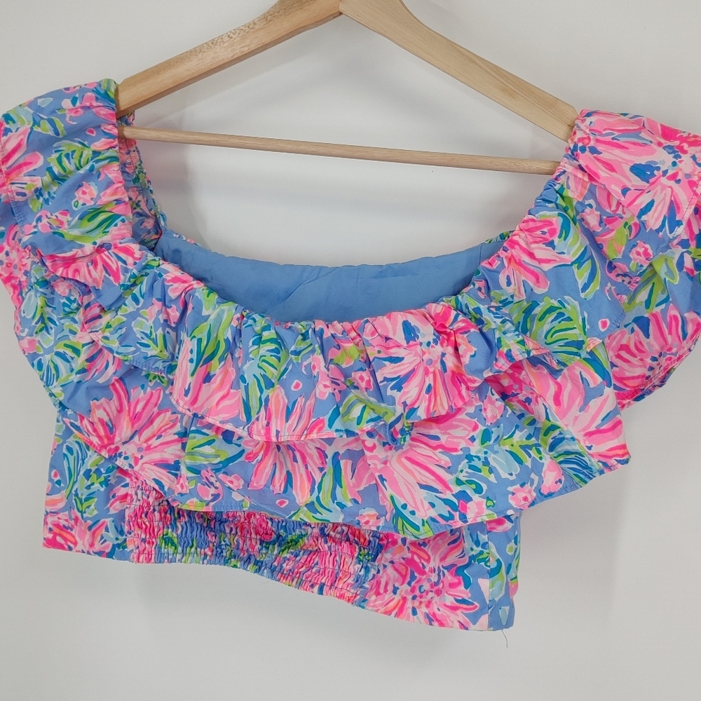 Lilly Pulitzer Pink Blue Green Floral Two-Piece Mini Dress Set - Picture 4 of 11